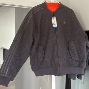 Adidas Gray/Orange Reversible Bomber Jacket